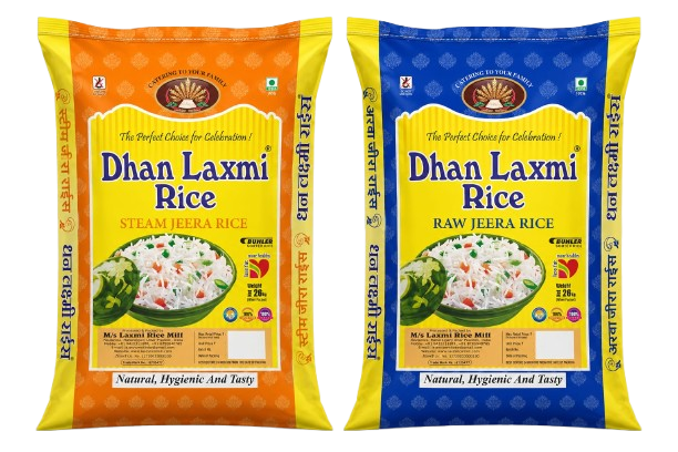 Dhan Laxmi Steam Jeera and Raw Jeera Rice Packaging